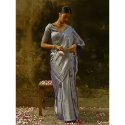Huts And Looms Grey Solid Tissue Saree-picture-22