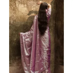 Huts And Looms Lavender Solid Tissue Saree image 2