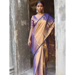 Huts And Looms Purple Solid Tissue Saree-picture-11