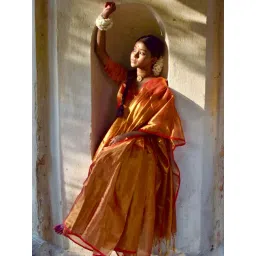 Huts And Looms Red Solid Tissue Saree-picture-25