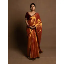 Huts And Looms Rust Solid Tissue Saree-picture-34