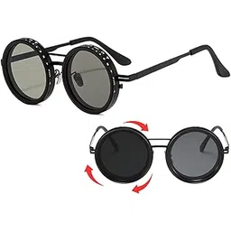 huvora Adjustable Tint Rotating Polarized Round Sunglasses for Men Stylish, Anti Glare Lenses 1-11 Gear UV400 Protection Metal Goggles for Driving Beach Retro Branded Sun Glasses-picture-44