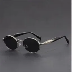 huvora Retro Oval Sunglasses For Men Women Stylish UV400 Protection Designer Goggles | Vintage Alloy Sunglasses for Women Trendu Full Rim Shades image 1