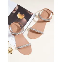 HVNLY BY SHOETOPIA Women Western - Embellished Party Open Toe Flats-picture-27