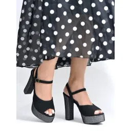 Hvnly by Shoetopia Women's Black Ankle Strap Sandals-picture-26