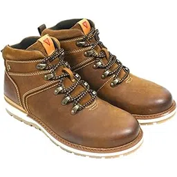 hx london Leather Round Toe Mid Top Lace-Up Boots-picture-2