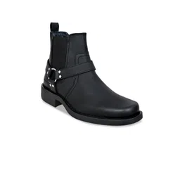 HX London Men Mid Top Block Heel Leather Riding Biker Boots-picture-40