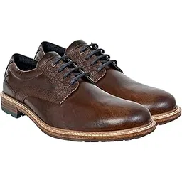 hx london Men's Synthetic Leather Lace-Up Derby Uniform Dress Shoes-picture-54