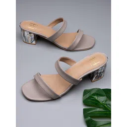 Hydes N Hues Grey & Beige Party Block Heels-picture-40