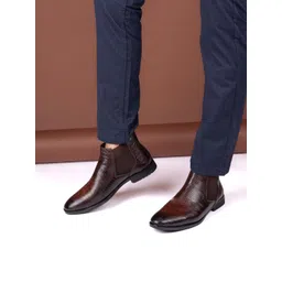 Hydes N Hues Men Mid Top Textured Leather Chelsea Boots-picture-18