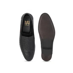 Hydes N Hues Men Textured Leather Formal Slip-Ons image 2