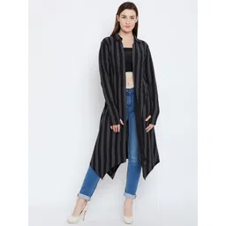 Hypernation Black & Grey Striped Open Front Shrug-picture-40
