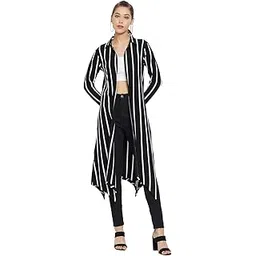 hypernation Black Ecru Stripe Color Cotton Women's Shrug (HYPW03446)-picture-14