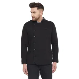 Hypernation Black Full Sleeves Mandarin Collar Blazer-picture-35