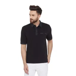 Hypernation Black Half Sleeves Cotton Polo T-Shirt-picture-34