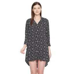 Hypernation Black Printed Night Shirts-picture-47