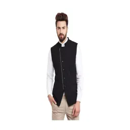 Hypernation Black Slim Fit Cotton Waistcoat-picture-41
