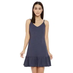 Hypernation Blue Melange Textured Night Dress-image-48