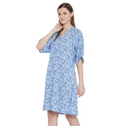 Hypernation Blue Printed Night Dress image 3