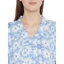 Hypernation Blue Printed Night Dress image 5