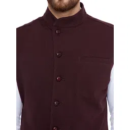 Hypernation Burgundy Band Collar Waistcoat image 4