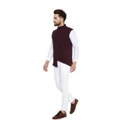 Hypernation Burgundy Band Collar Waistcoat image 5