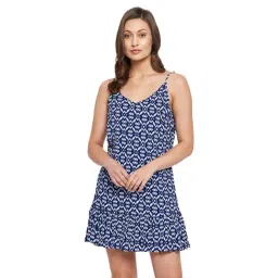 Hypernation Dark Blue Printed Night Dress-image-4