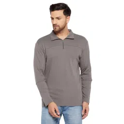 Hypernation Grey Relaxed Fit Cotton Polo T-Shirt-picture-19