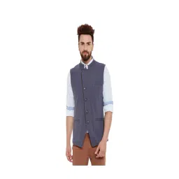 Hypernation Grey Slim Fit Cotton Waistcoat-picture-14