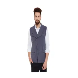 Hypernation Grey Slim Fit Cotton Waistcoat-picture-10