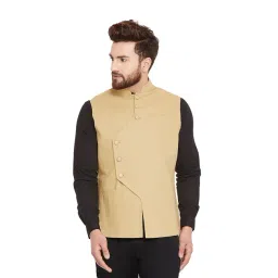 Hypernation Khaki Slim Fit Sleeveless Waistcoat-picture-27