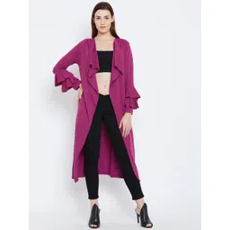 Hypernation Magenta Solid Open Front Longline Shrug-picture-10