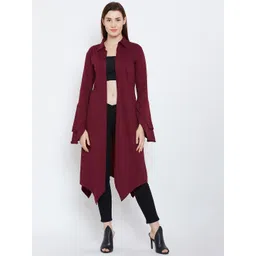Hypernation Maroon Solid Open Front Shrug-picture-25