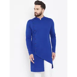 Hypernation Men Blue Solid Straight Kurta-picture-17