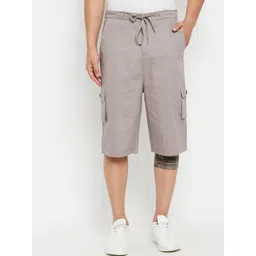 Hypernation Men Grey Cotton Cargo Shorts-picture-38