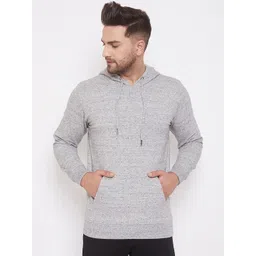 Hypernation Men Grey Melange Solid Pure Cotton Fleece Sweatshirt-picture-14