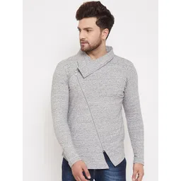 Hypernation Men Grey Melange Solid Tailored Jacket-picture-42