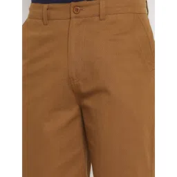 Hypernation Men Mustard Brown High-Rise Pure Cotton Shorts image 4