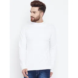 Hypernation Men White Solid High Neck T-shirt-picture-33