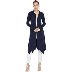 hypernation Navy Blue Color Cotton Women's Shrug (HYPW03451)-picture-28