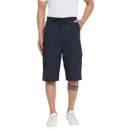 Hypernation Navy Regular Fit Cargo Shorts-picture-33