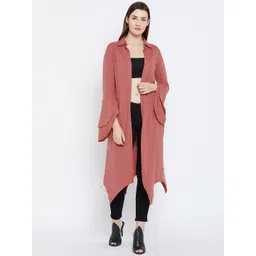 Hypernation Peach-Coloured Solid Open Front Shrug-picture-23