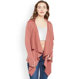 Hypernation Rust & Brown Solid Open Front Shrug-picture-22