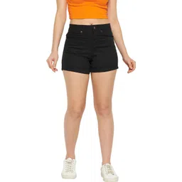 hypernation Solid Women Black Hotpants-picture-11