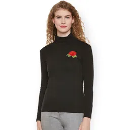 Hypernation Women Black High Neck T-shirt-picture-10