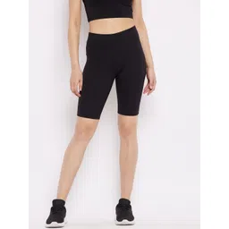 Hypernation Women Black Skinny Fit Cycling Sports Shorts-picture-29