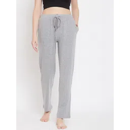 Hypernation Women Grey Melange Solid Lounge Pants-picture-40