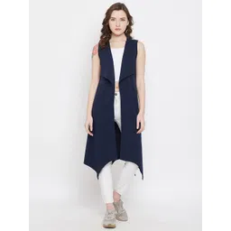 Hypernation Women Navy Blue Longline Shrug-picture-14