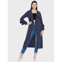 Hypernation Women Navy Blue Longline Shrug-picture-12