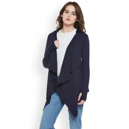 Hypernation Women Navy Blue Shrug image 3